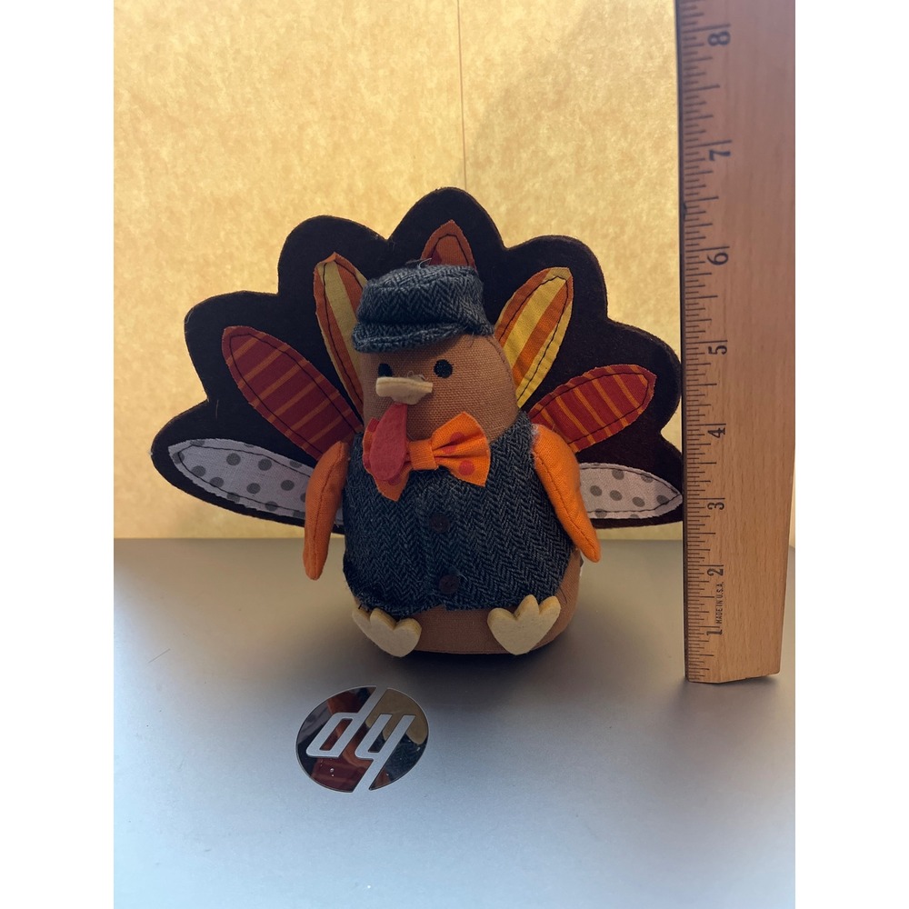 Target Fabric Turkey Figurine Thanksgiving Decor Tweed Vest Hat 240434724